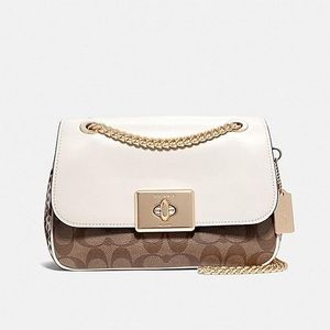 Coach Cassidy Signature Coated Canvas, snake print and white Shoulder Bag
